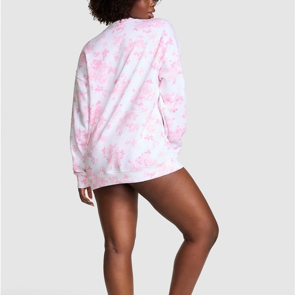 NWT 🌸PINK x LoveShackFancy🌸 Pink & White Oversized Signature Sweatshirt Size S - Picture 4 of 15